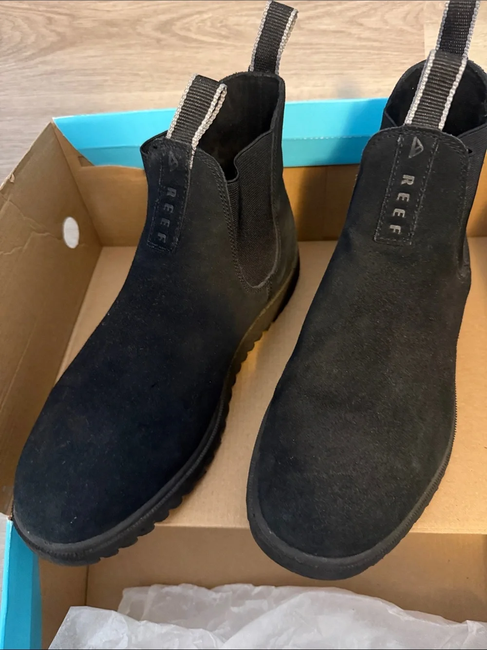 Reef black suede